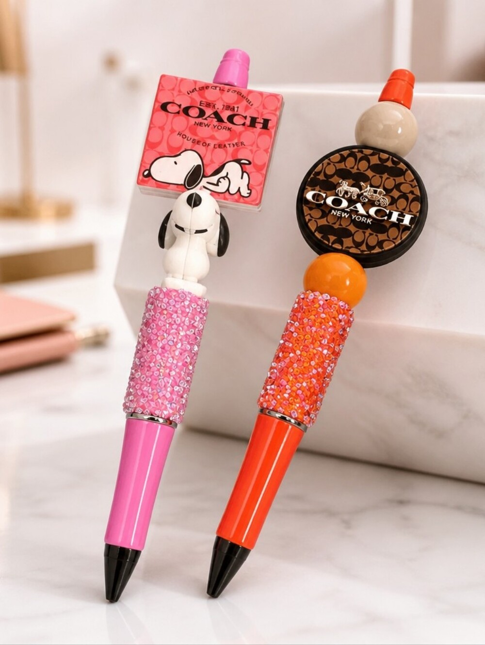 x2 Handcrafted Beaded Pens Design